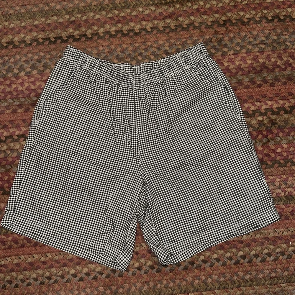 WHITE STAG BLACK & WHITE GINGHAM PULL ON ELASTIC  WAIST SUMMER HIGH RISE SHORTS